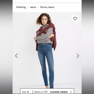 Madewell 10” high rise skinny Button front edition - 26 Petite